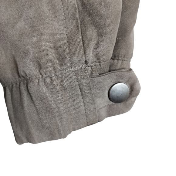 M791)Gary Player Tan Faux Suede Golf Full Zip Long Sleeve Large Bomber Jacket - Picture 6 of 11